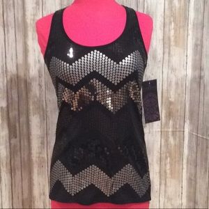 Almost Famous Black and Silver Sequin Tank Top